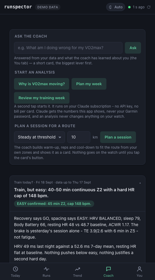 Coach: a card written by Claude from the tools' data