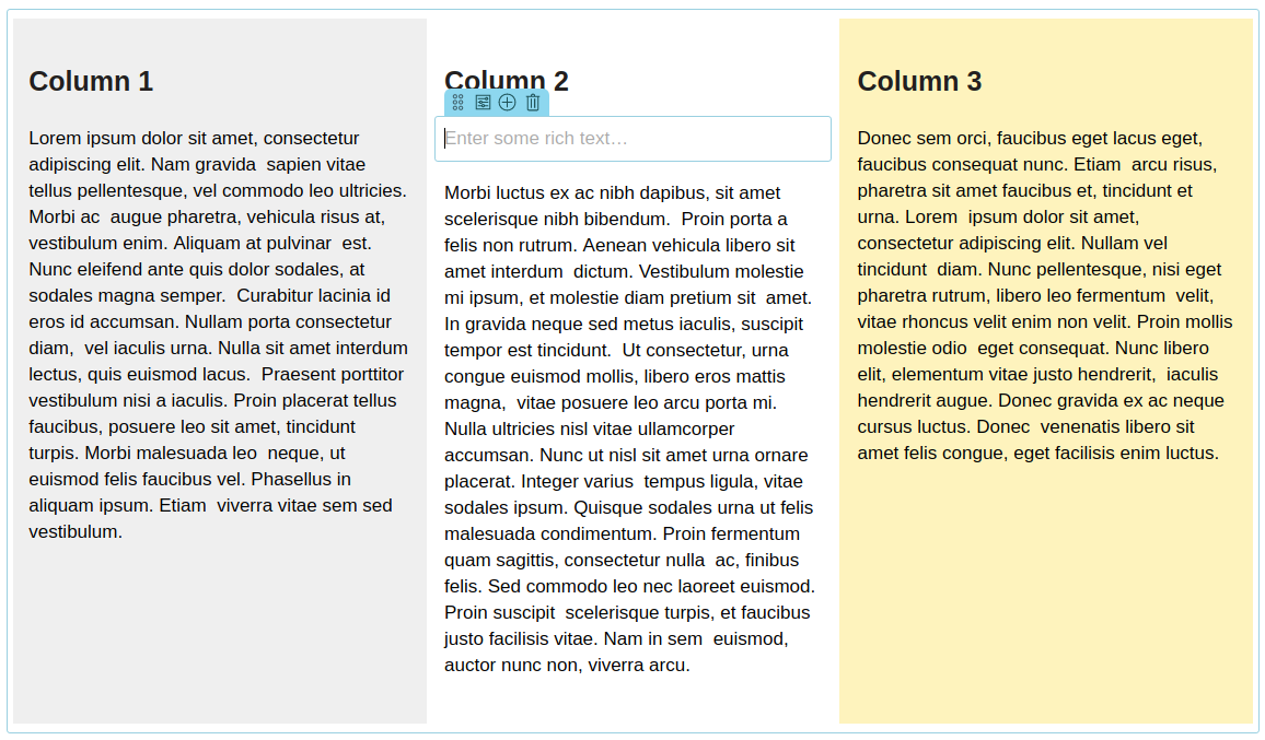 Columns Edit Example