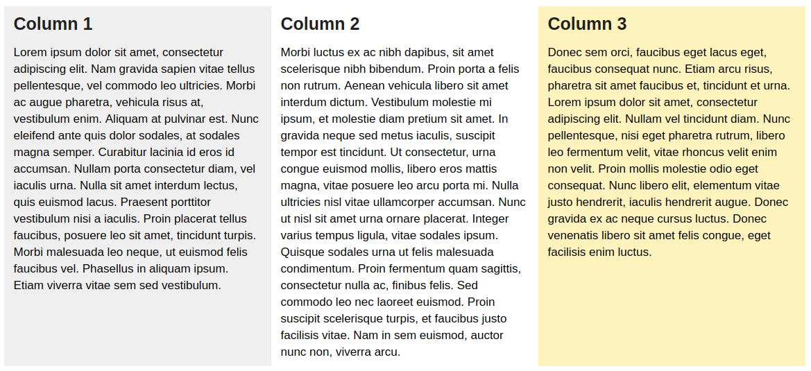Columns View Example