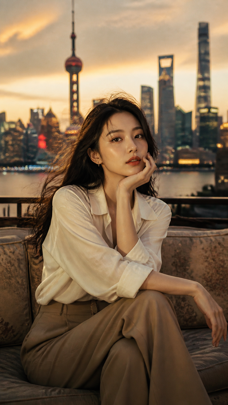Shanghai Bund Rooftop Portrait