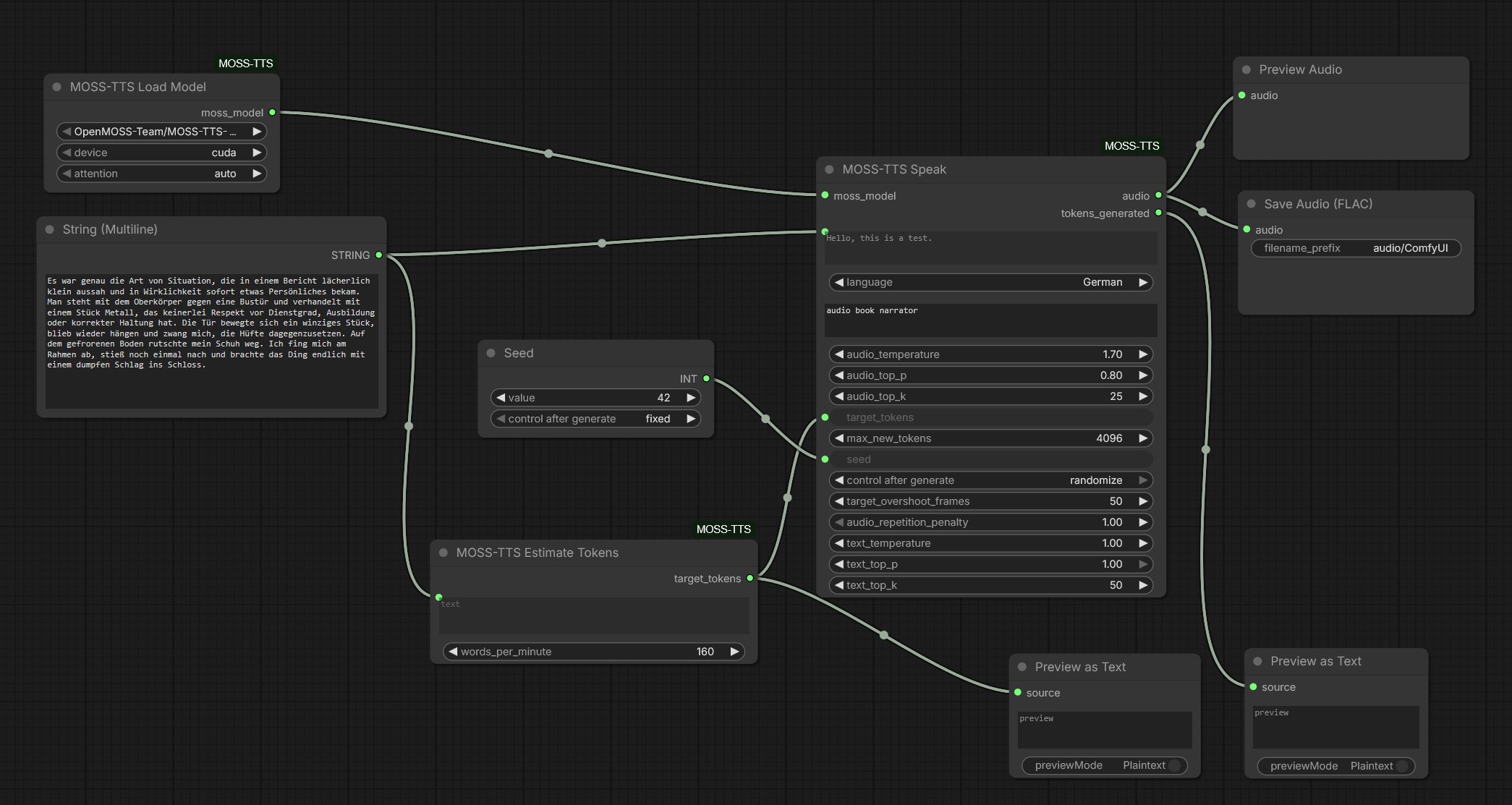 MOSS-TTS Speak workflow