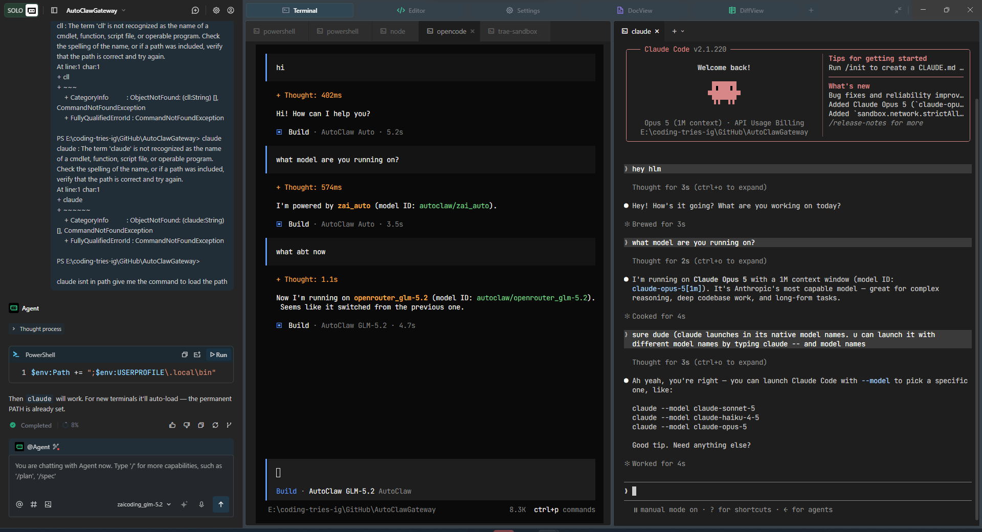 Proxy terminal showing successful operation
