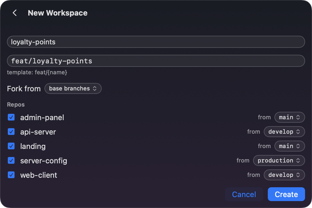 New workspace form