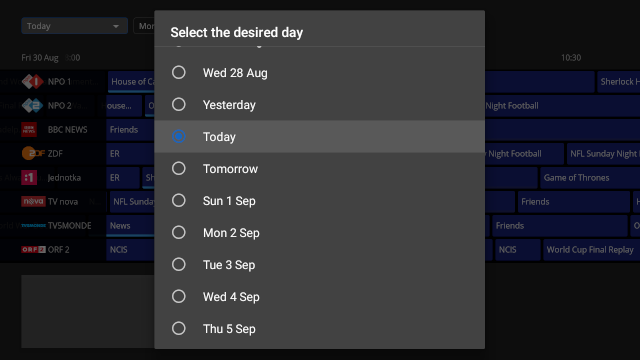 Selecting a day