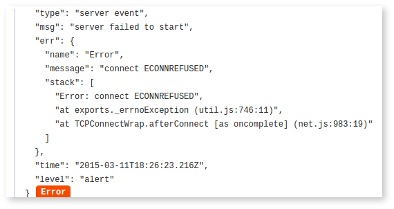 stack trace as seen in logentries app