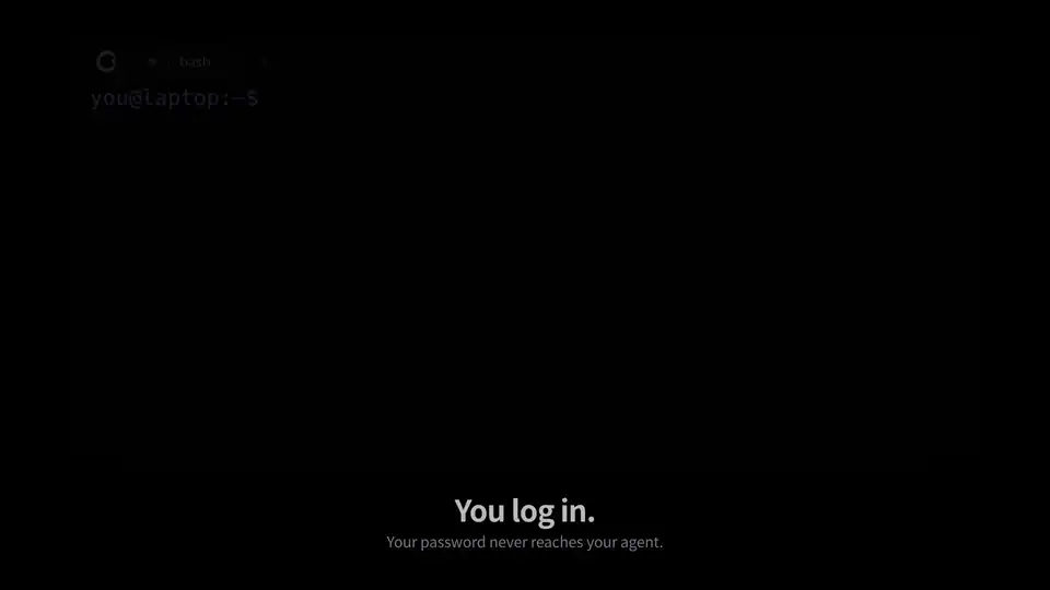 15-second preview. The user logs in to a server over SSH, the agent proposes deleting the cache, the user denies it and types the fix