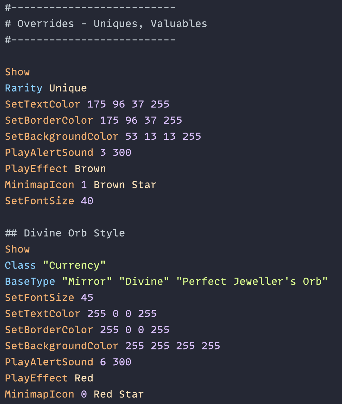 PoE2 filter example