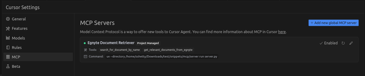 Cursor MCP Config