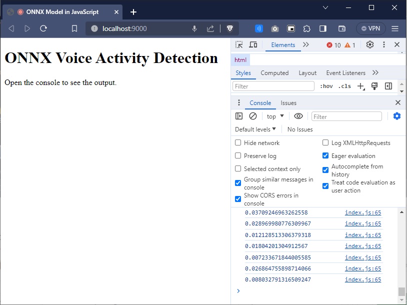 Example of Voice Activity Detection