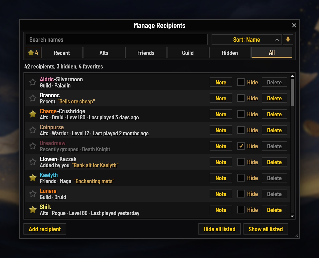 Manage Recipients