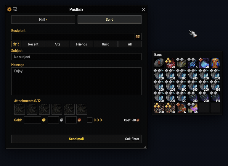 A name completing as it is typed, then one click attaching every stack