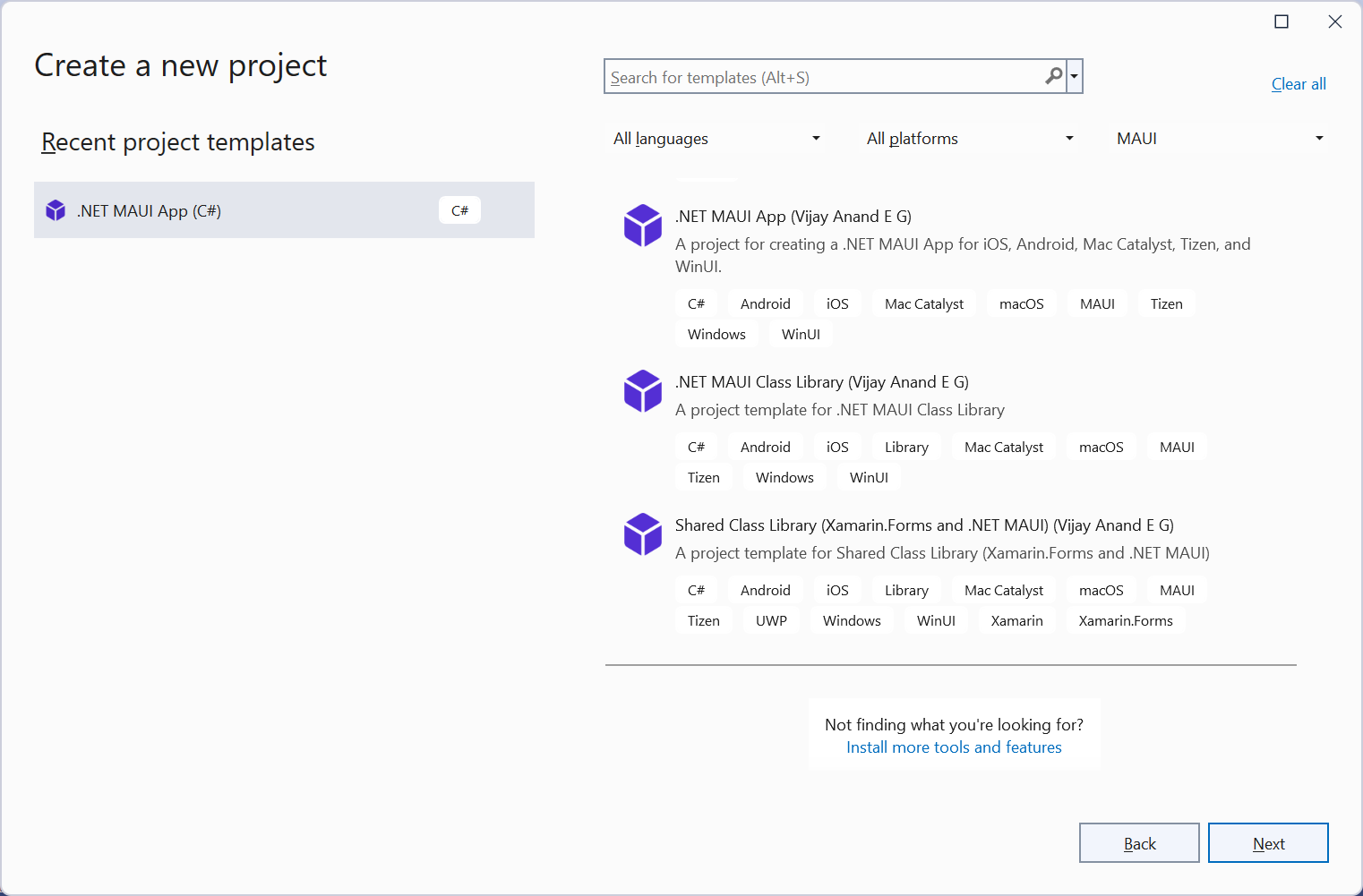 Create Project - Visual Studio