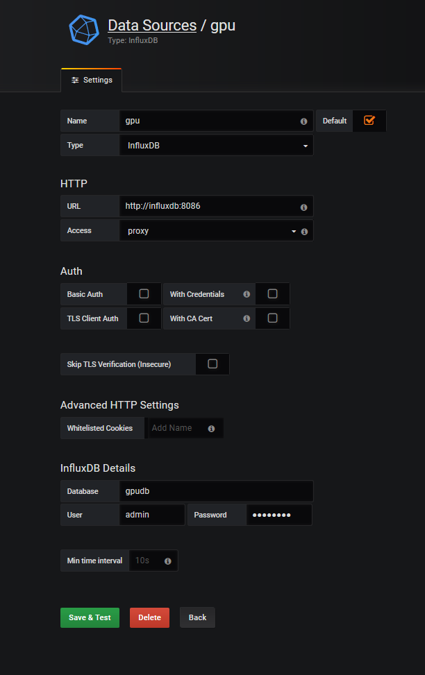 Datasource config