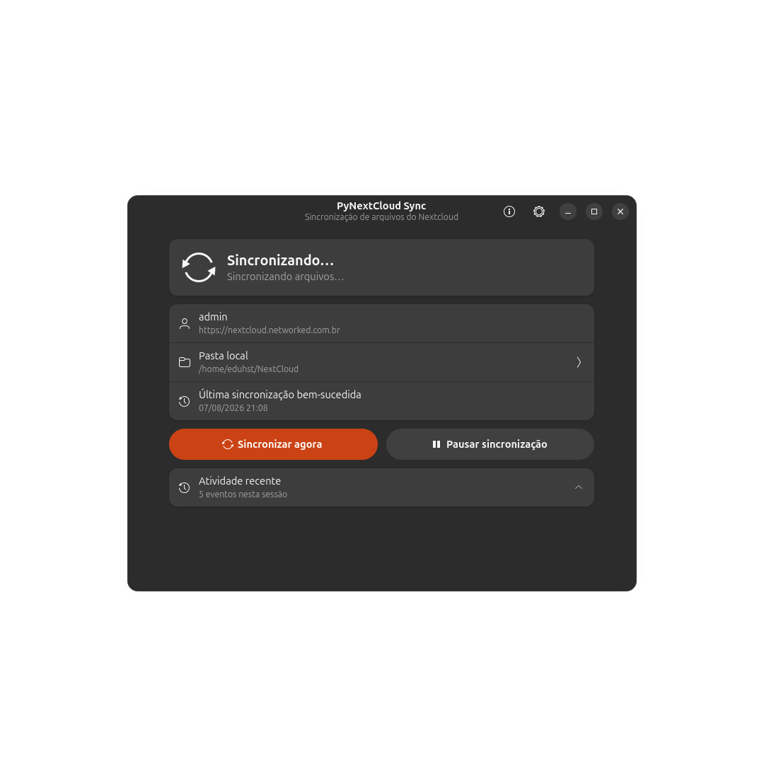 PyNextCloud Sync main window
