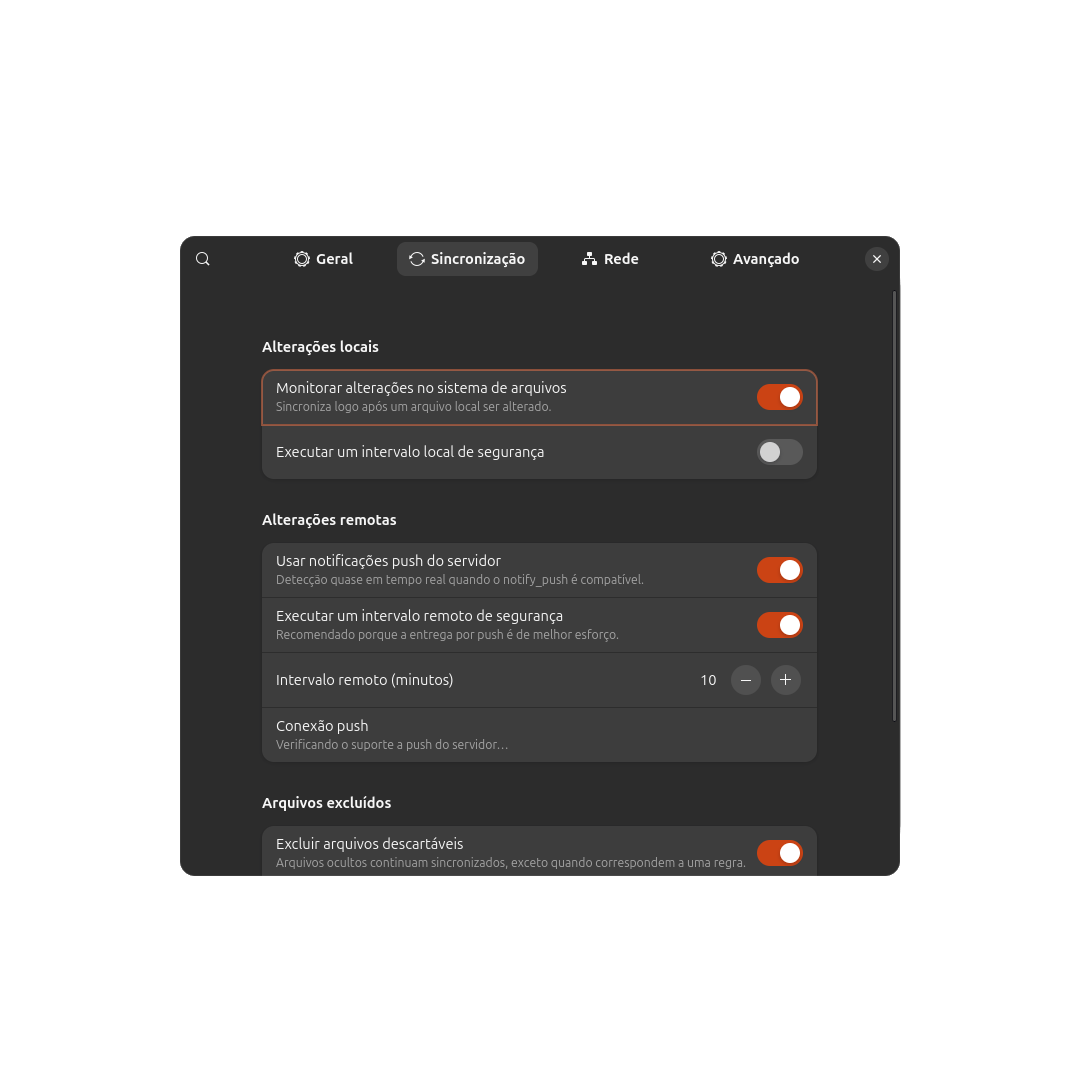 PyNextCloud Sync synchronization settings