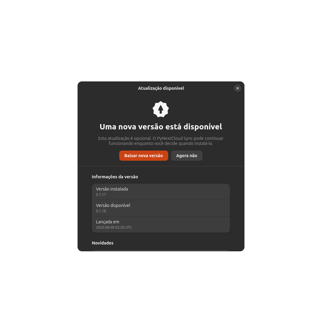 PyNextCloud Sync optional update window