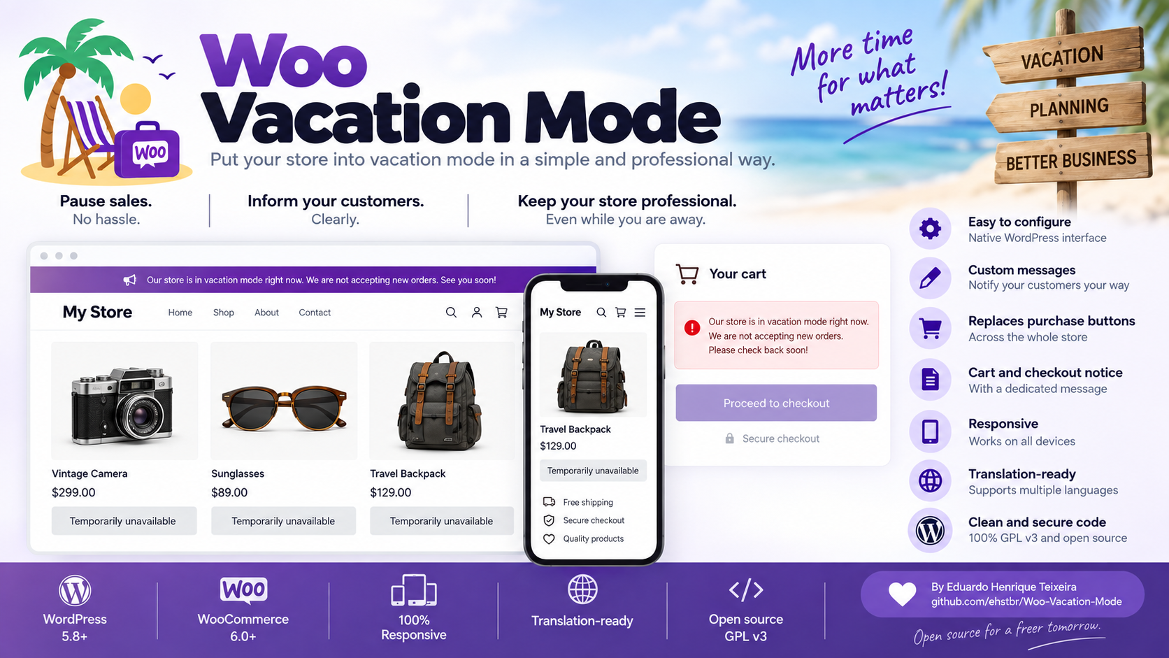 Woo Vacation Mode Basic