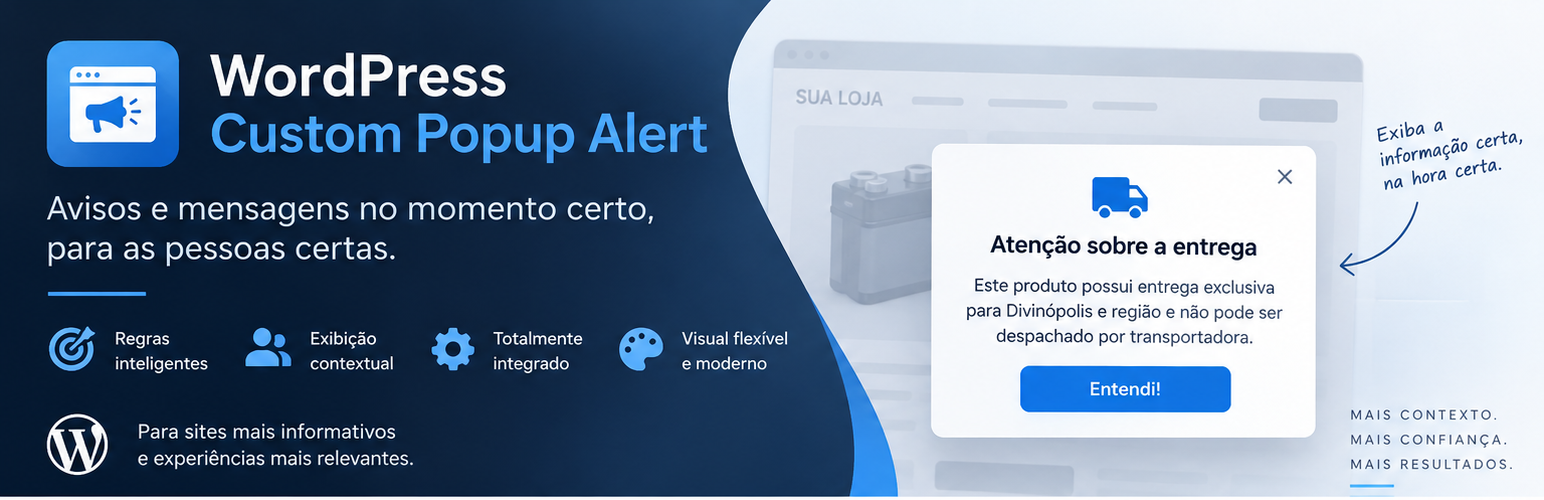 WordPress Custom Popup Alert banner