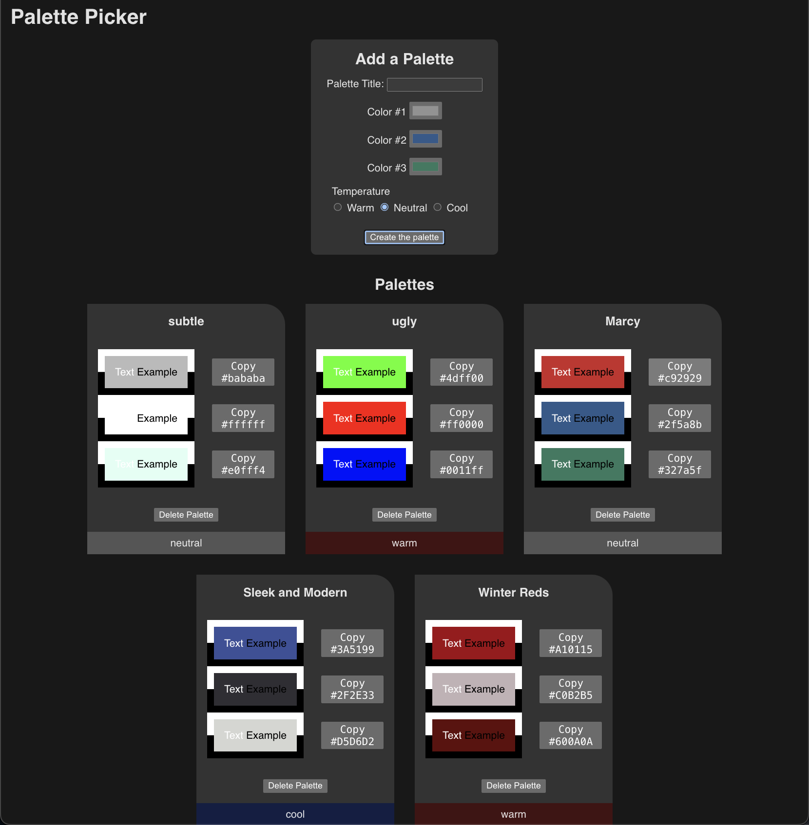 palette picker multiple rows