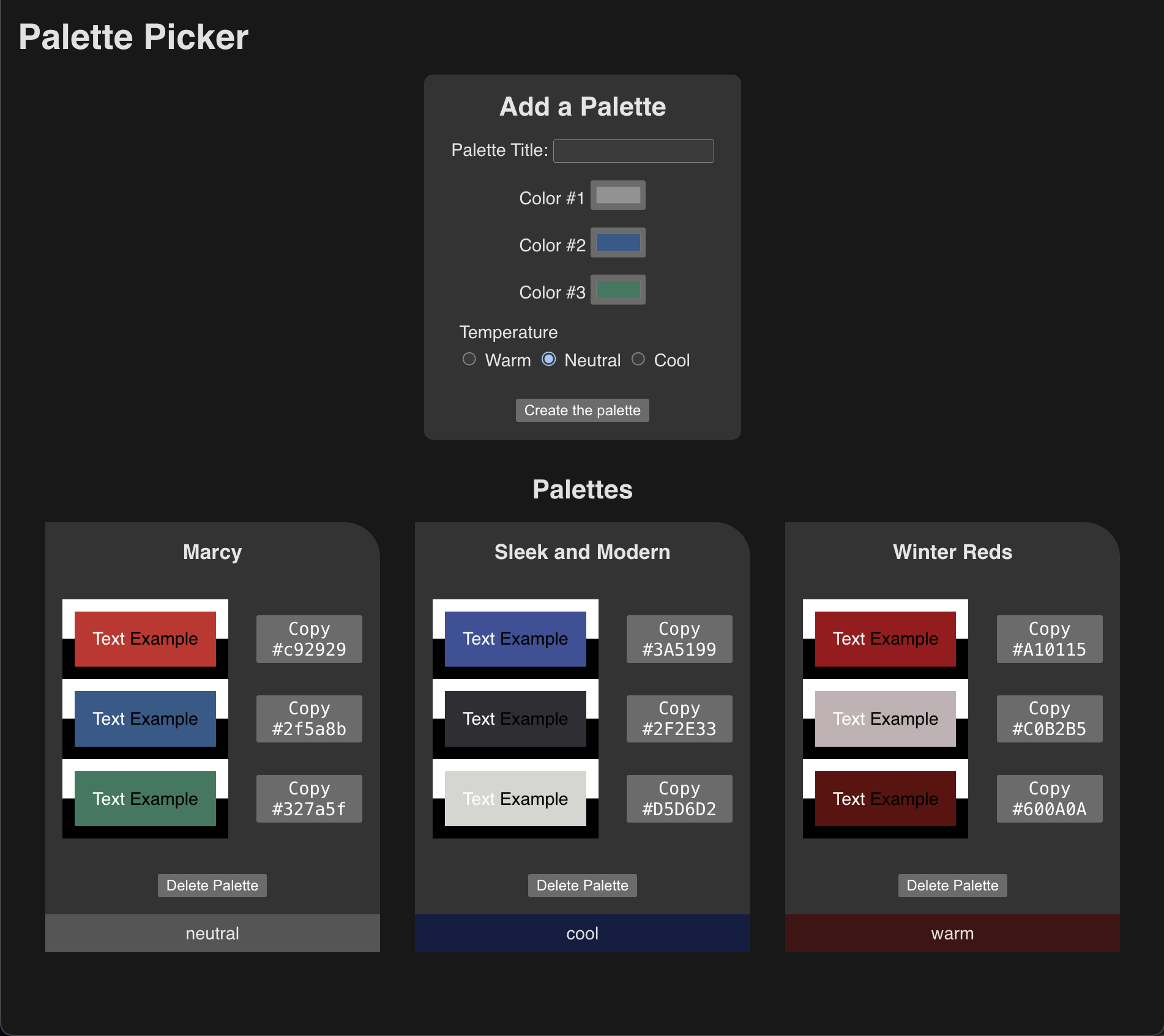 palette picker default view