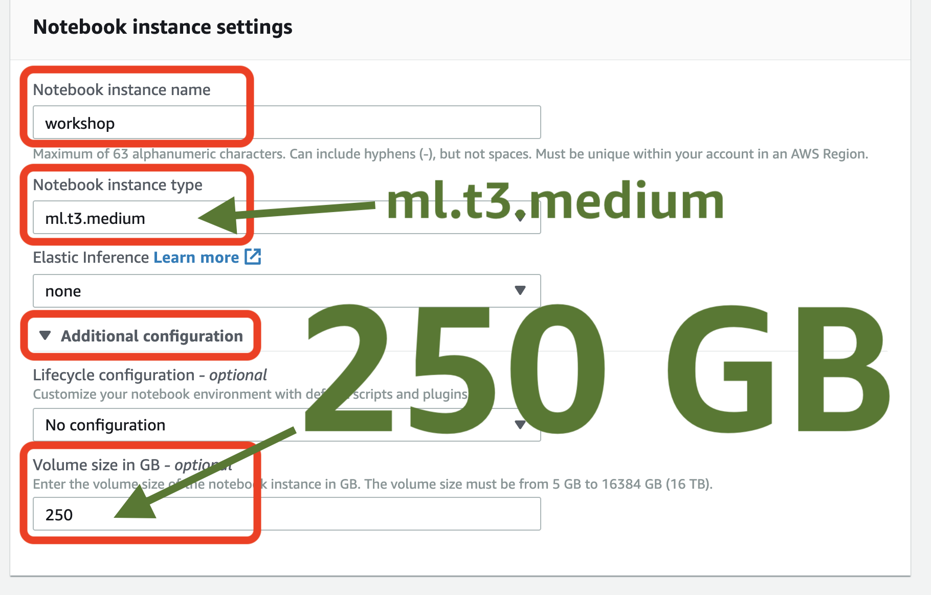 Fill notebook instance