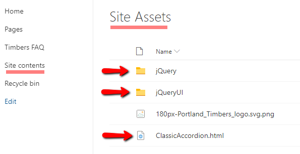 Add your code to Site Assets