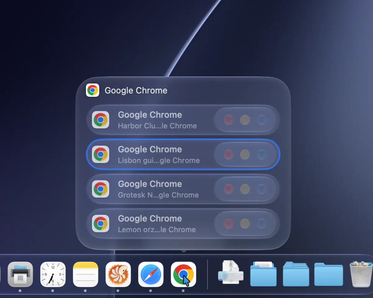 Four windows shown as a compact list of titles