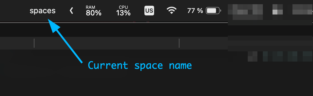 Menu bar with current space id or name