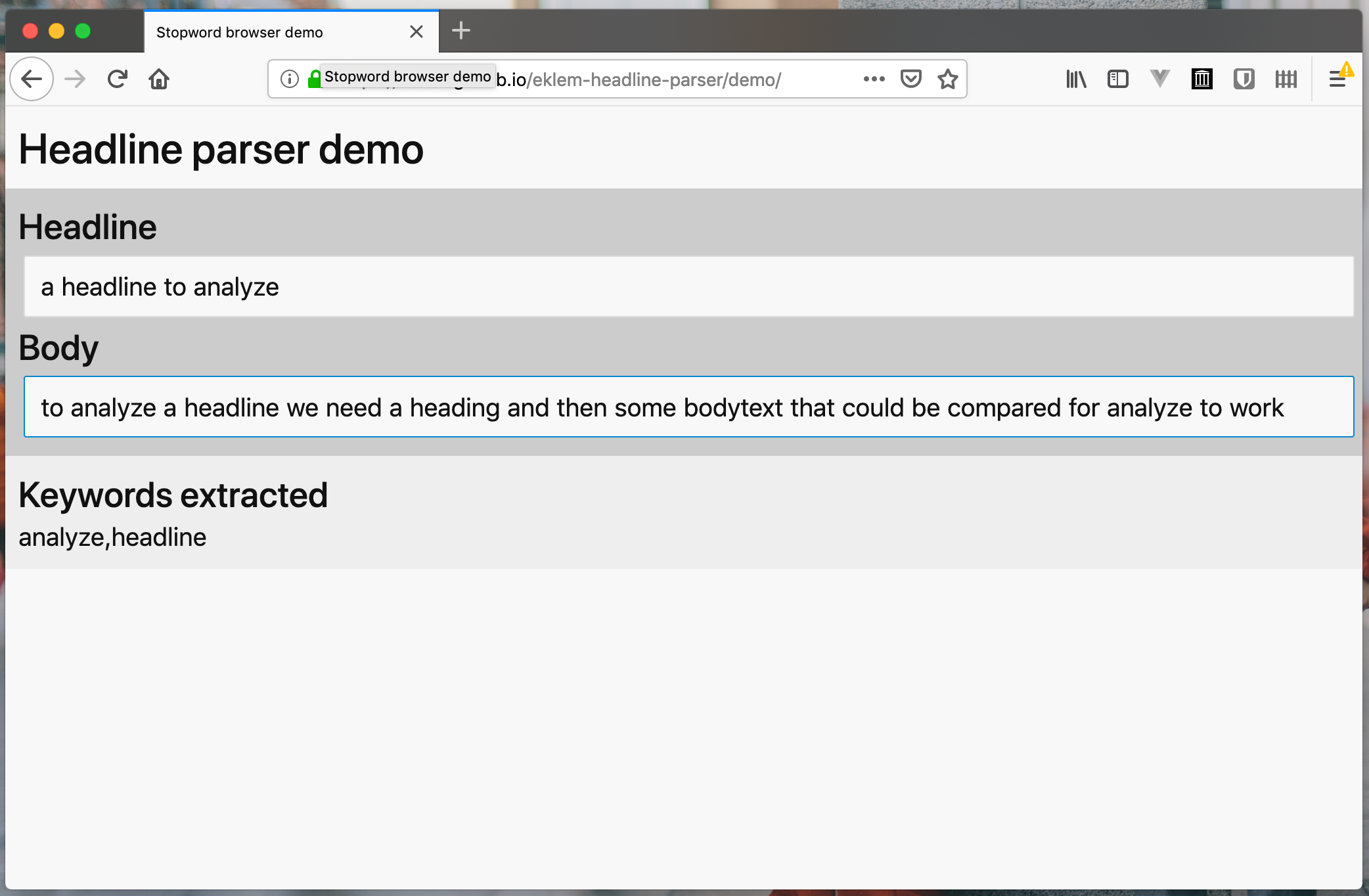 Browser demo screenshot