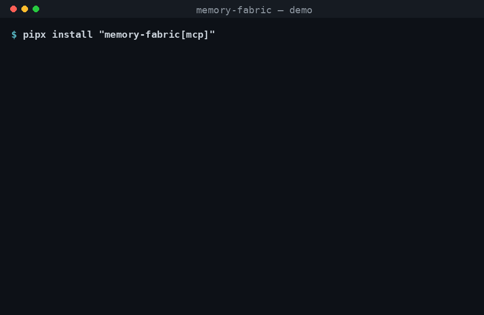 Memory Fabric CLI demo — init, write a memory, and a commit captures itself
