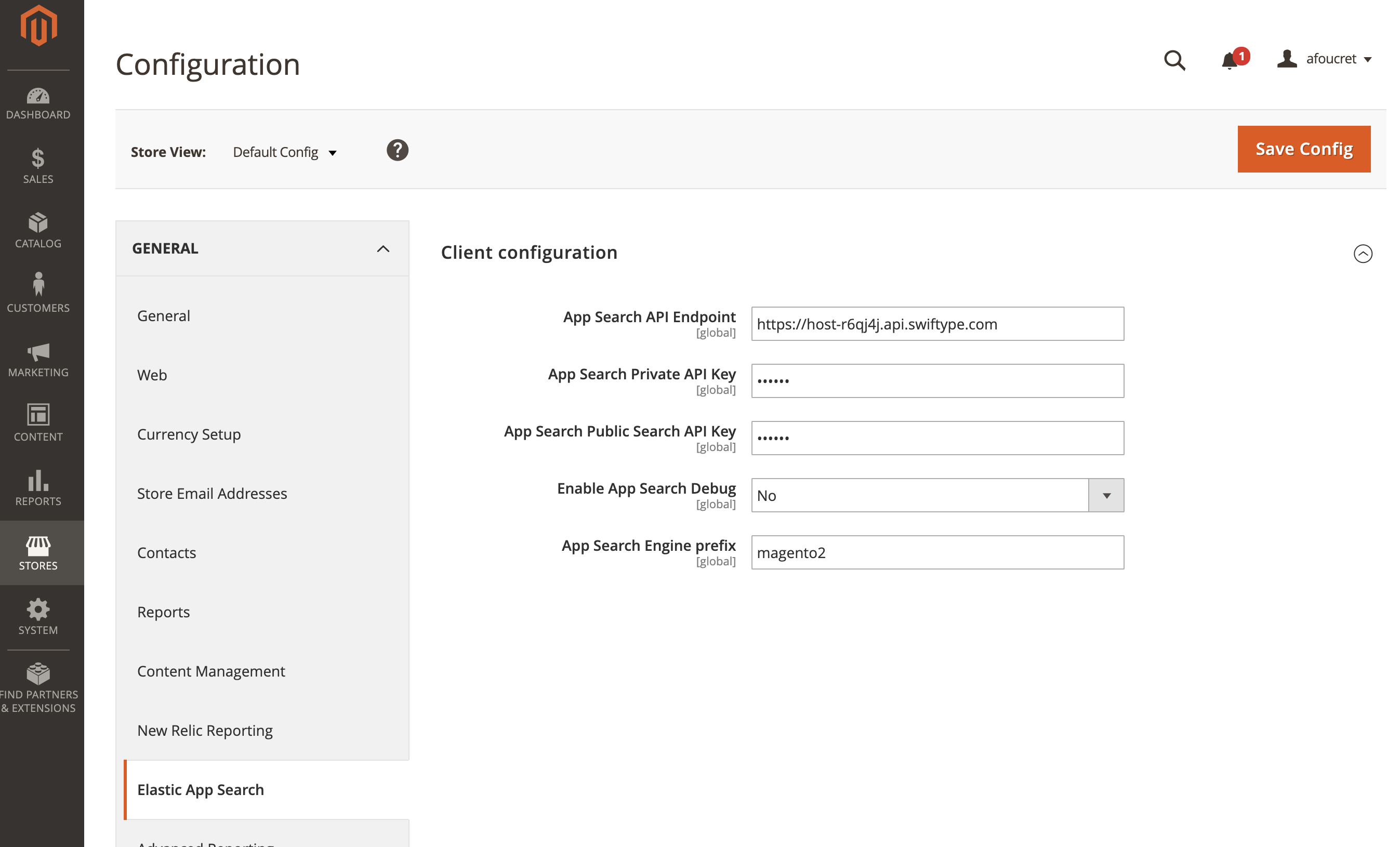 App Search Credentials Config