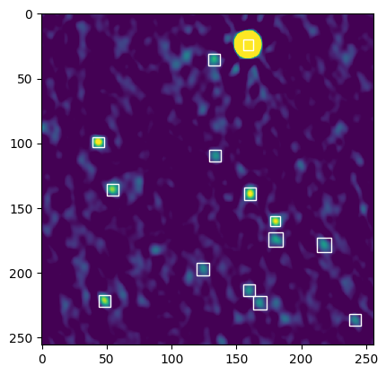 Bounding boxes from catalog overplotted on image