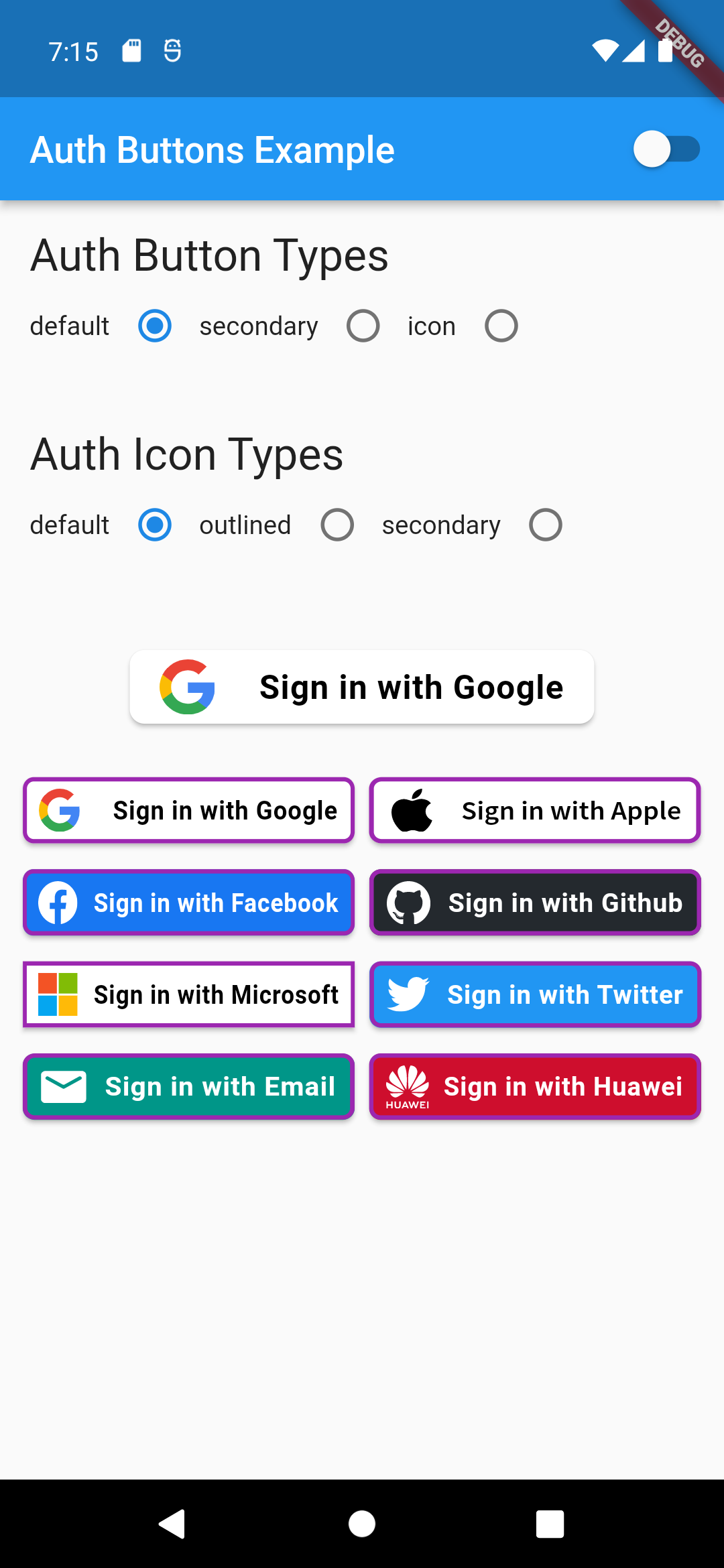 auth button group usecase