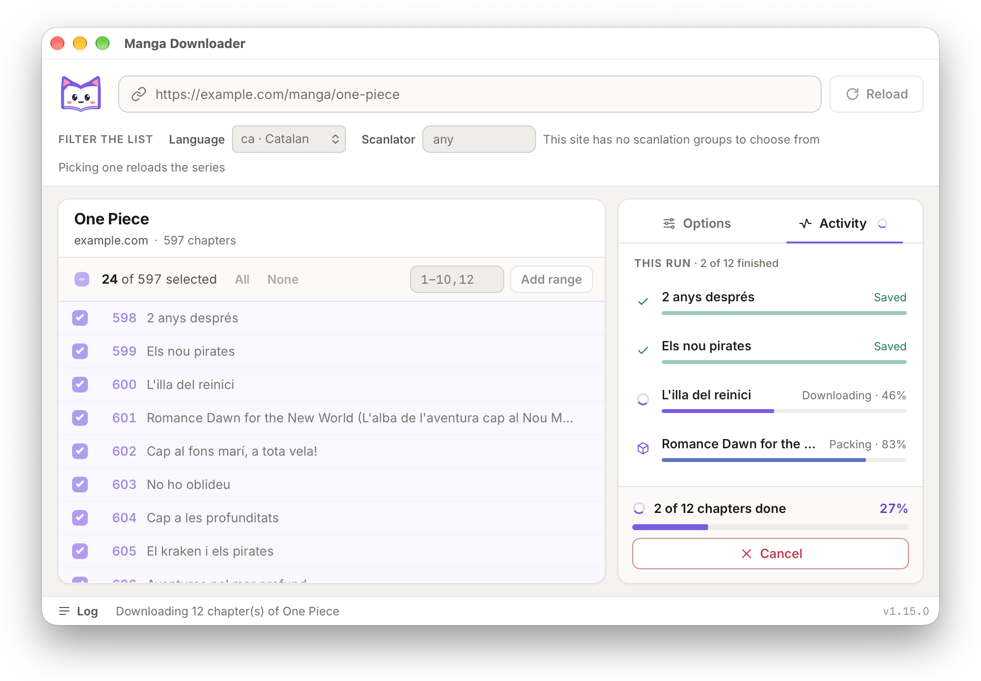 A download in progress