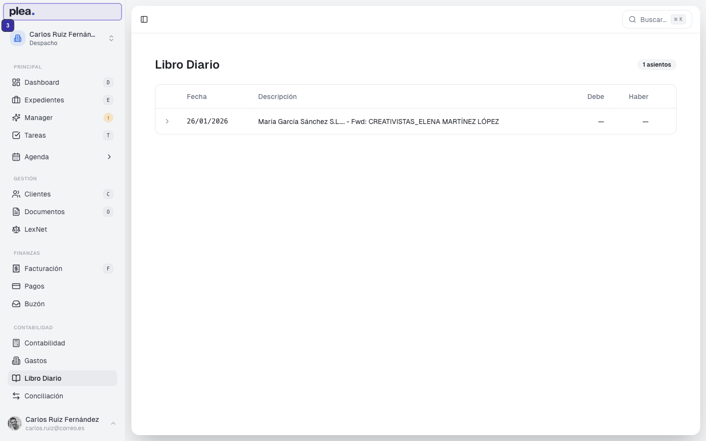 Panel de edición de entrada