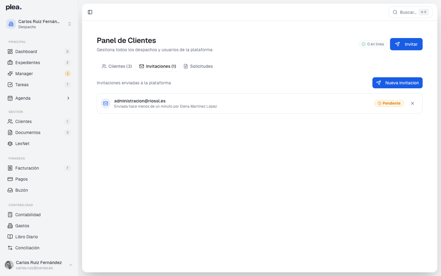 Lista de invitaciones