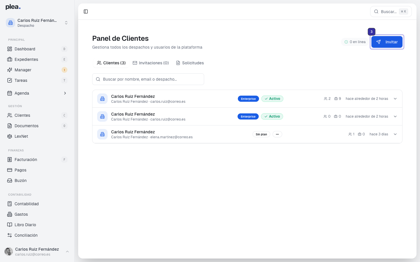Modal de invitación
