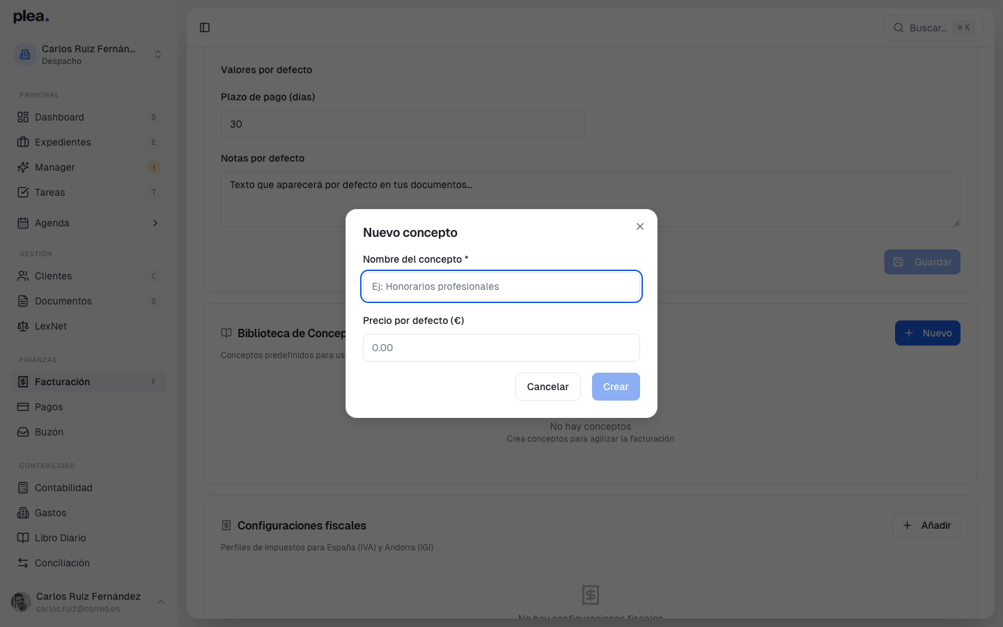 Añadir un nuevo concepto