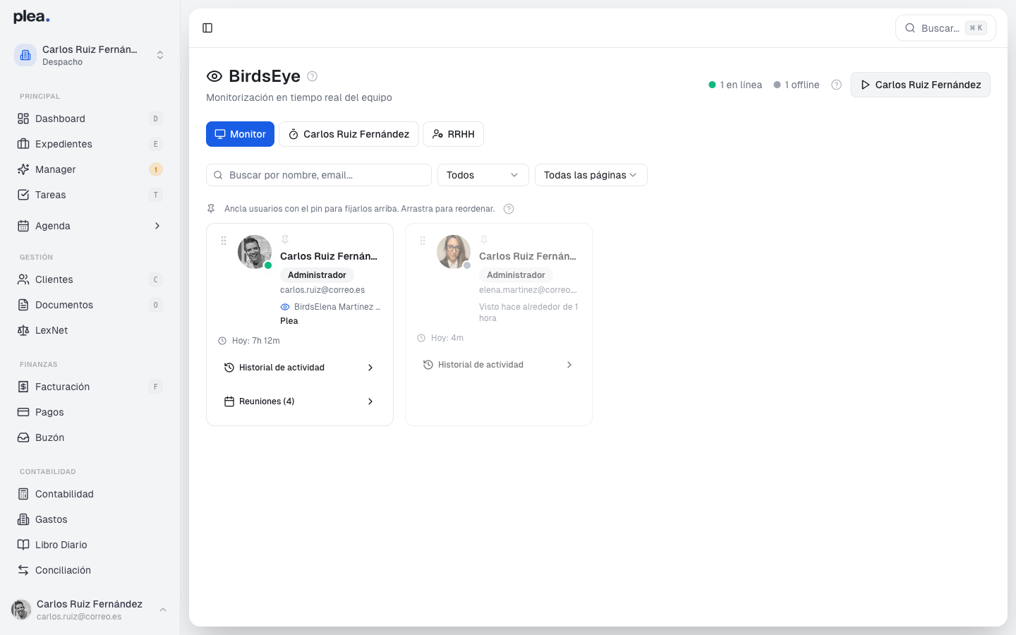 Vista principal de BirdsEye