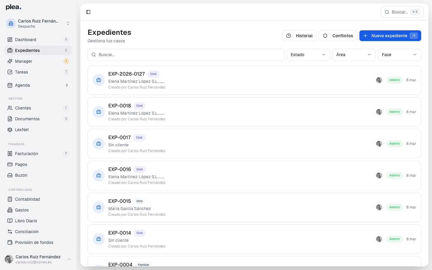 Formulario de nuevo expediente