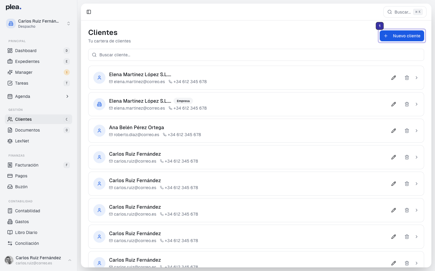Clic en Nuevo cliente