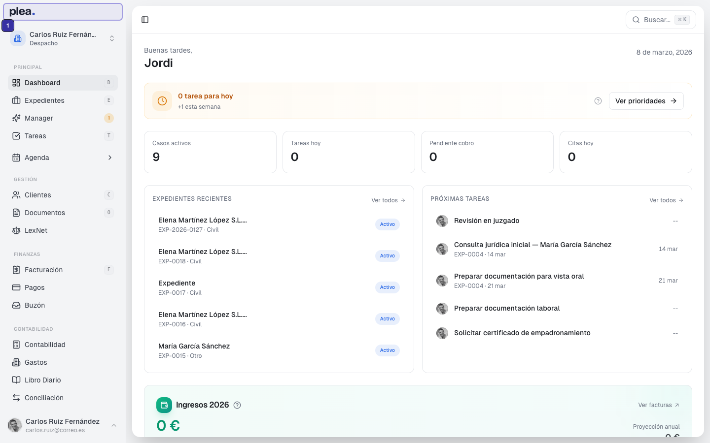 Expedientes recientes