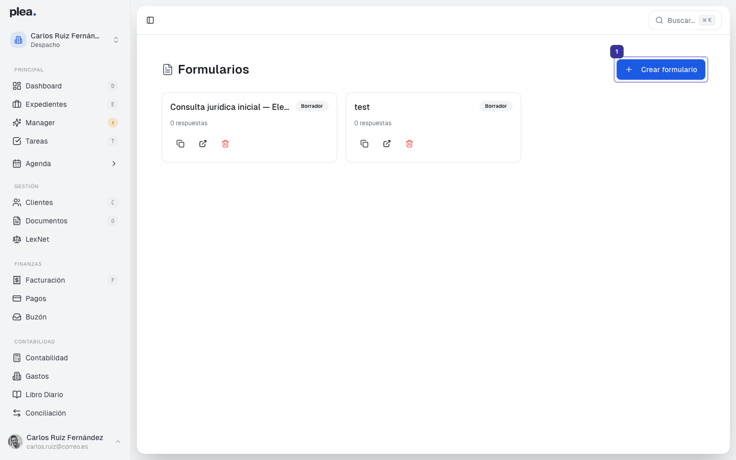 Clic en Crear formulario