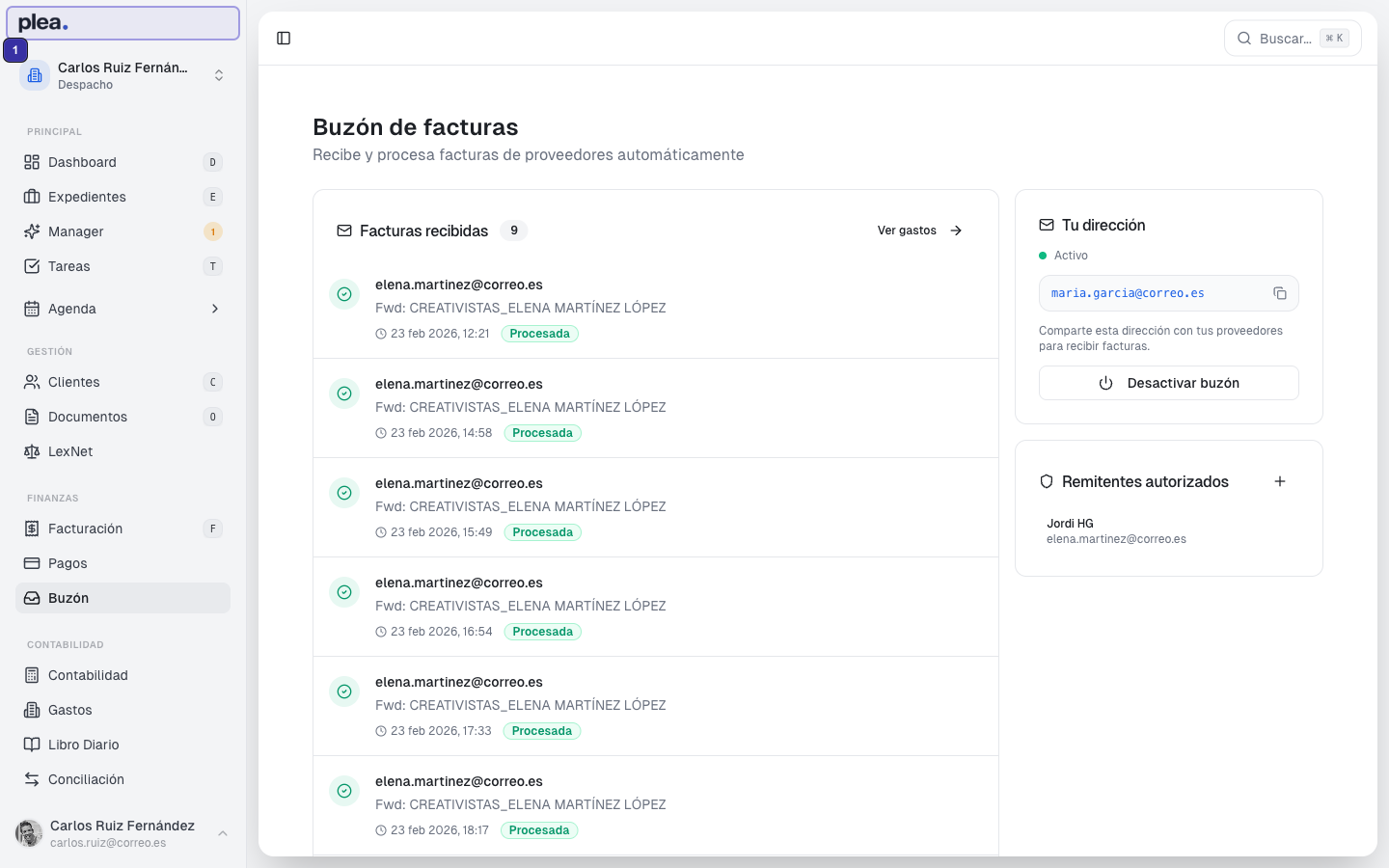 Detalles de la factura