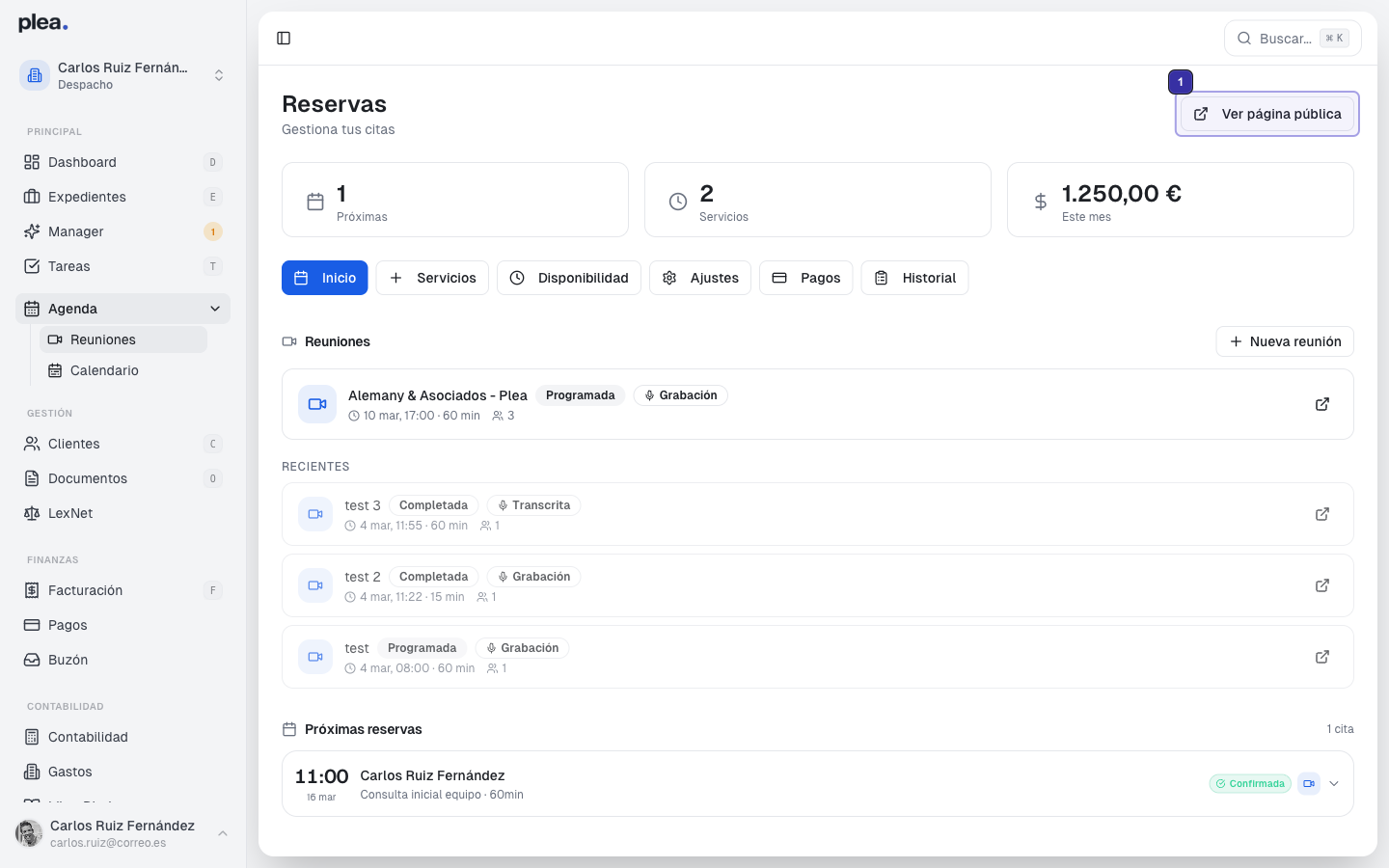 Clic en Ver página pública