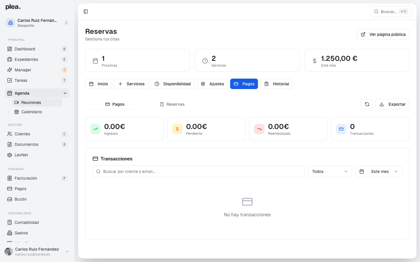 Filtrar reservas por estado