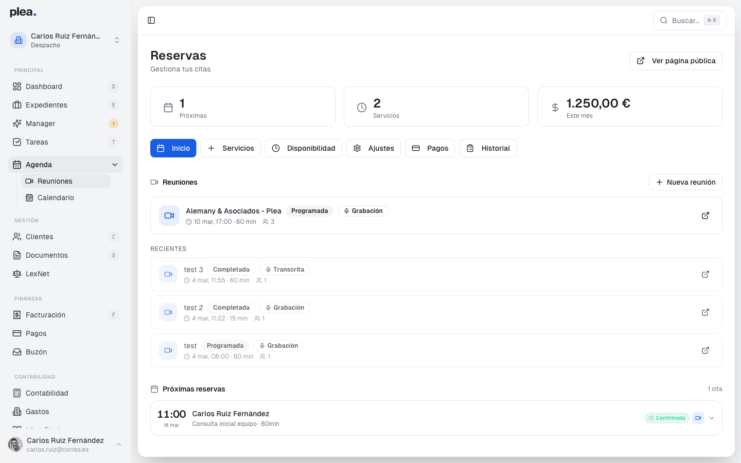 Acceso a la sección de citas