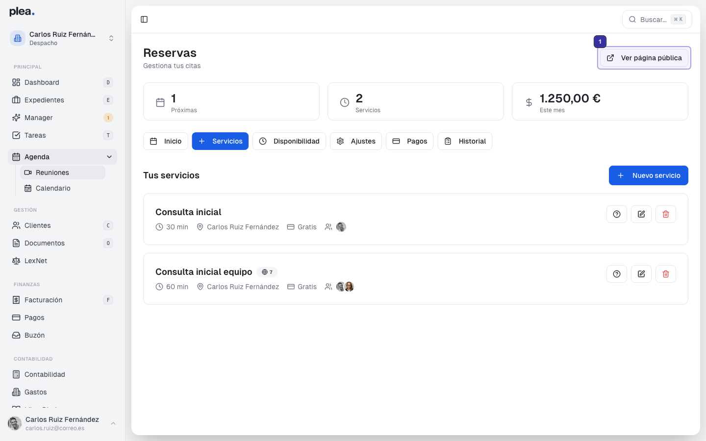 Clic en Ver página pública