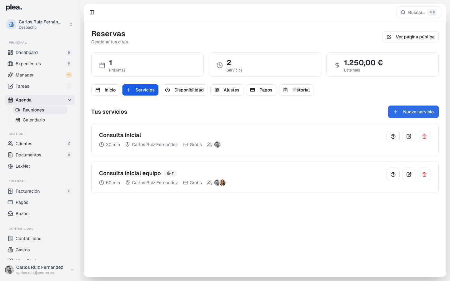 Formulario completo de nuevo servicio