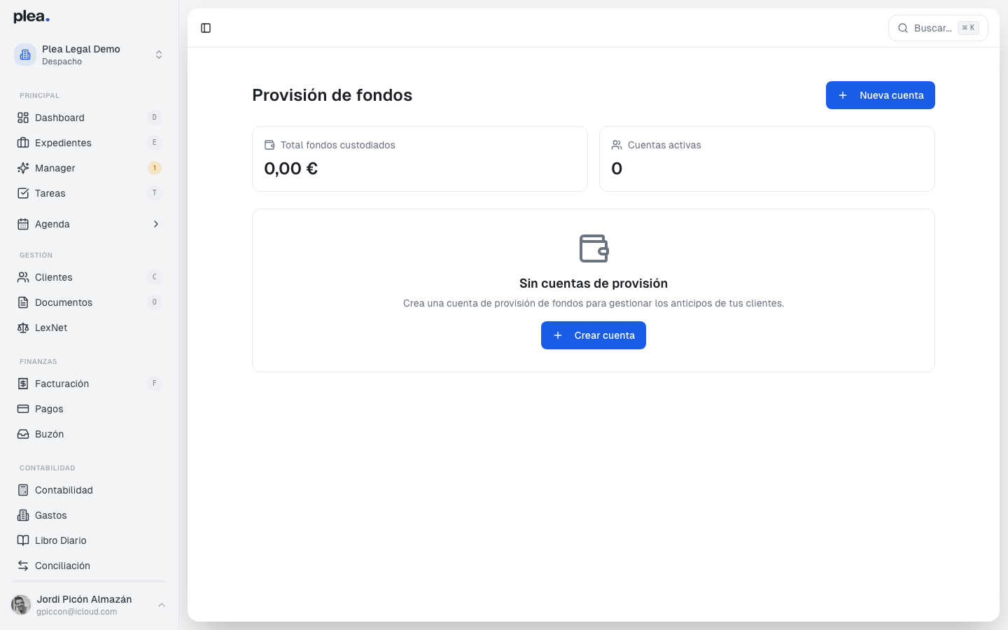 Vista completa de provisión de fondos